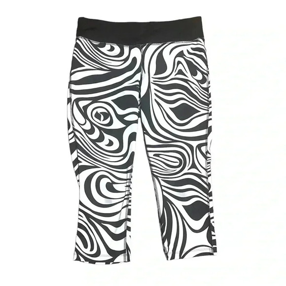Xersion Kaleidoscope Zebra Retro Print Cropped Leggings w/ Drawstring - Picture 1 of 6